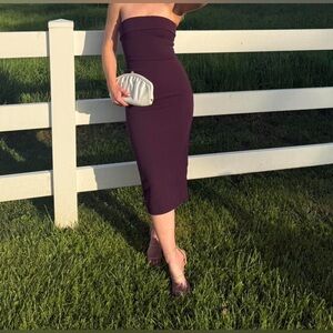 Aritzia Babaton FigureKnit Eyecatcher Midi Strapless Dress